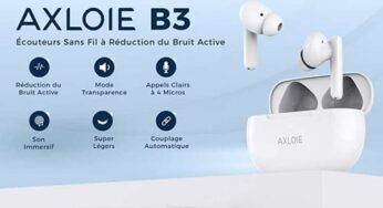 8,49€ écouteurs sans fils Bluetooth Axloie B3 type AirPods USB C (Réduction de Bruit Active, 19h autonomie)