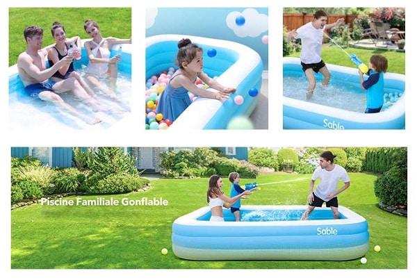 47,99€ la piscine rectangulaire gonflable XL 3 boudins Sable (3m x 1,84m x 0,51m)