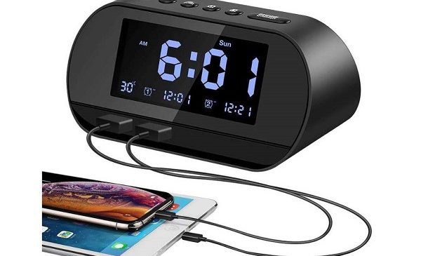 radio réveil avec double alarme, température, deux port usb de charge aitsite t2 pro