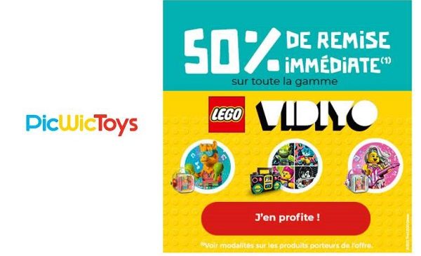 50% de remise immédiate sur toute la gamme LEGO VIDIYO