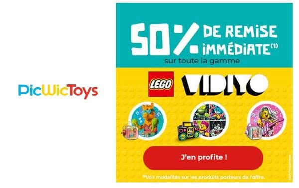 50% de remise immédiate sur toute la gamme LEGO VIDIYO (PicWicToys)
