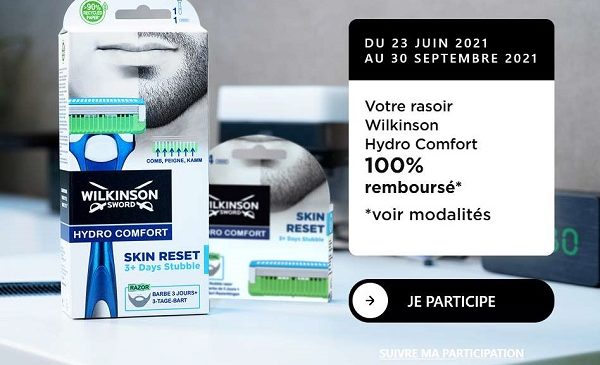 rasoir pour homme hydro comfort de wilkinson 100% remboursé