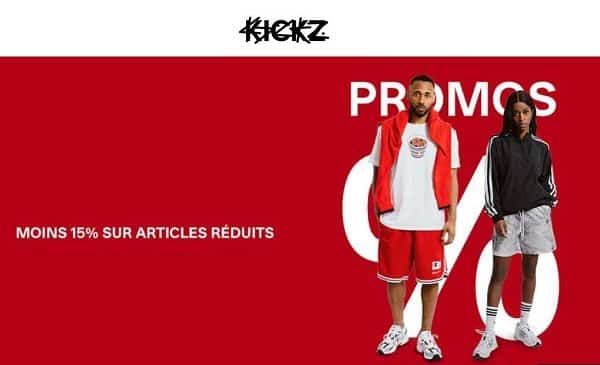 15% de réduction sur les produits déjà démarqués sur KICKZ