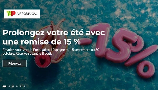 15% de remise sur les billets d'avion tap vers le portugal ou l'espagne du 15 septembre au 30 octobre