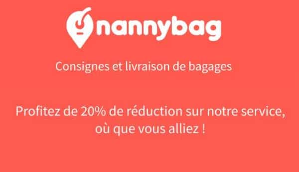 20% de réduction sur nannybag consigne à bagages dans plus de 500 villes