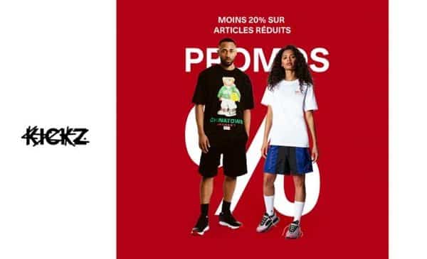 20% de réduction sur les produits déjà démarqués sur kickz