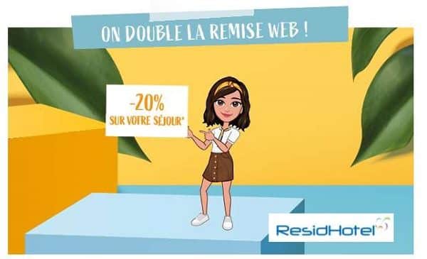 20% de remise pour tous vos séjours jusqu'au 14 novembre chez residhotel