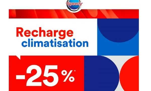 25% de remise sur la recharge ou révision climatisation chez speedy