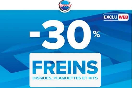 30% de remise sur les plaquettes de frein, disques et kit chez speedy