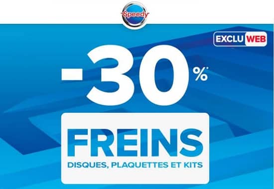 30% de remise sur les plaquettes de frein, disques et kit chez Speedy