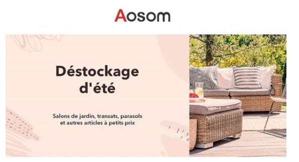 déstockage d'été aosom salons de jardin, parasols, transats et autres à prix réduits