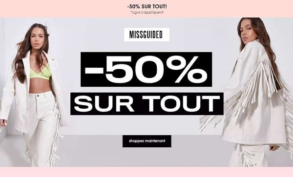 moins 50% sur tout missguided