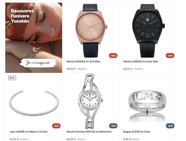 Offre Outlet CLEOR : petits prix sur une sélection de Montres et Bijoux (en ligne)