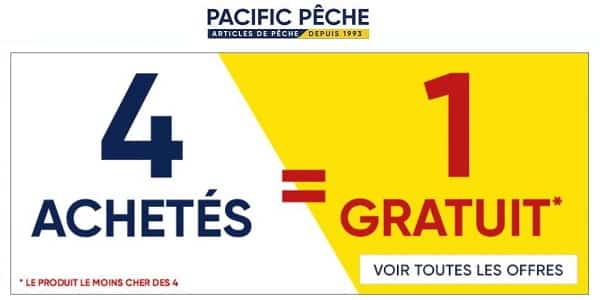 Trois articles achetés = le quatrième offert sur Pacific Pêche