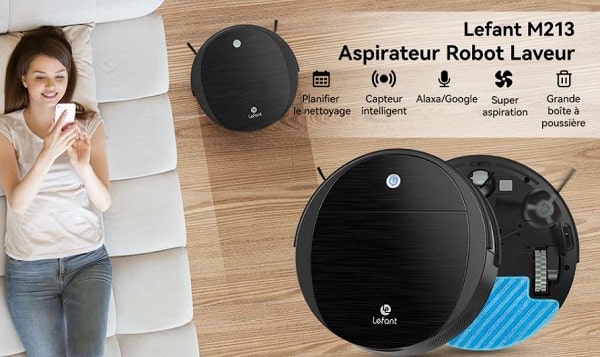 aspirateur laveur robot compact wifi lefant m213