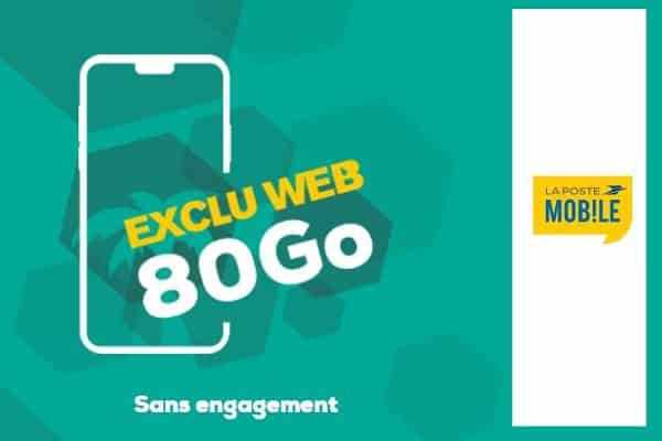 11,99€ le forfait La Poste Mobile 80Go sans engagement (pendant 6 mois puis à 14,99€)