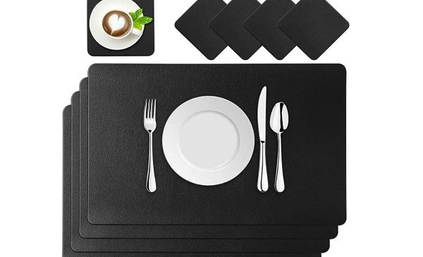 lot de 4 sets de table imitation cuir 45 x 30 cm+ 4 sous verre baownylz