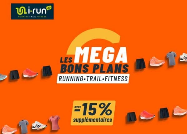 remise supplémentaire sur les chaussures et vêtements en promo sur i run