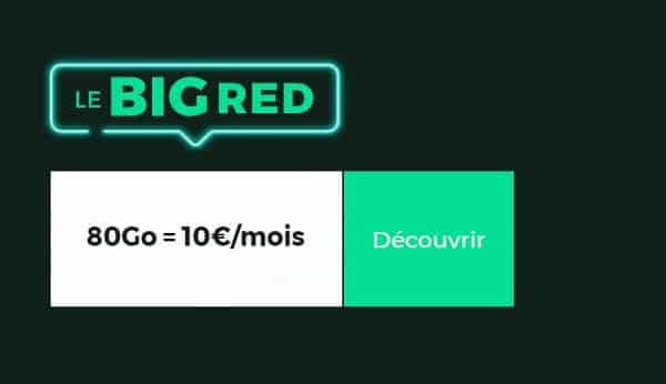 big red 10€ forfait sans engagement 80go red by sfr avec appels, sms,mms illimités