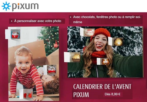Offre spéciale calendrier de l'Avent personnalisé avec photos Pixum