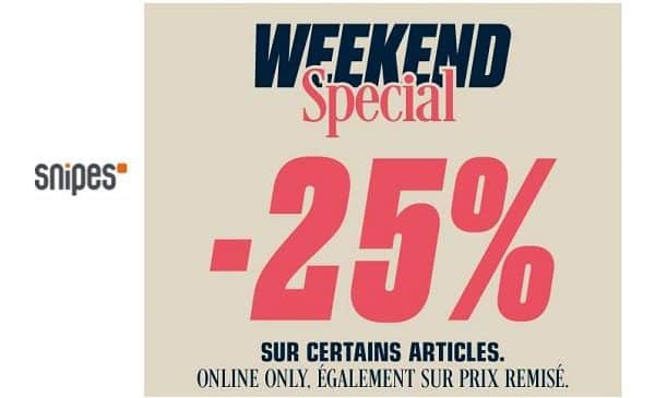 Weekend Spécial Snipes : 25% de remise sur des milliers d'articles