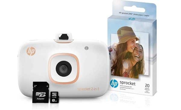 appareil photo instantané HP Sprocket 2en1 + MicroSD 8Go + 20 feuilles Zink Photo - RECONDITIONNÉ