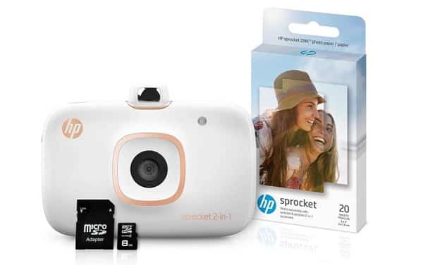 19,99€ appareil photo instantané HP Sprocket 2en1 + MicroSD 8Go + 20 feuilles Zink Photo – RECONDITIONNÉ