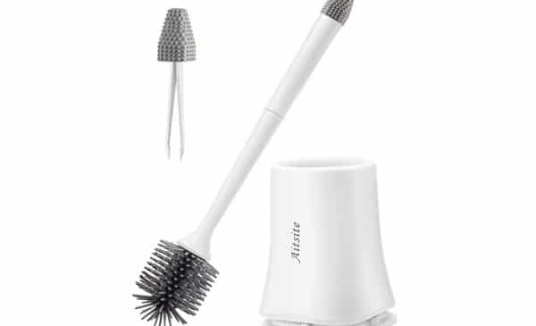 brosse wc en silicone avec pince cachée dans le manche aitsite