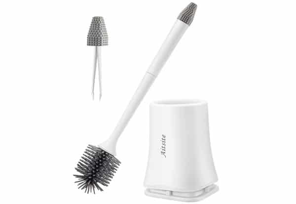 PROMO 8,79€ brosse WC en silicone avec pince cachée dans le manche Aitsite