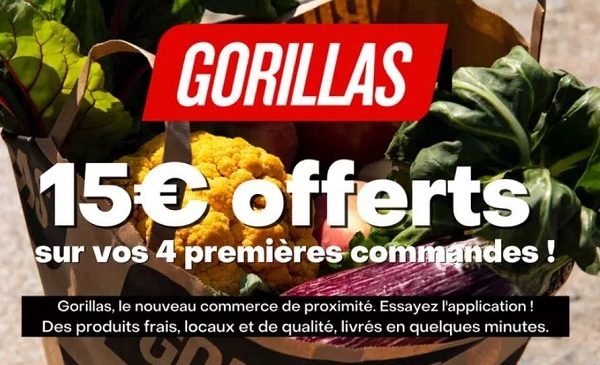 Bon d’achat Gorillas (courses livrées en 10 minutes