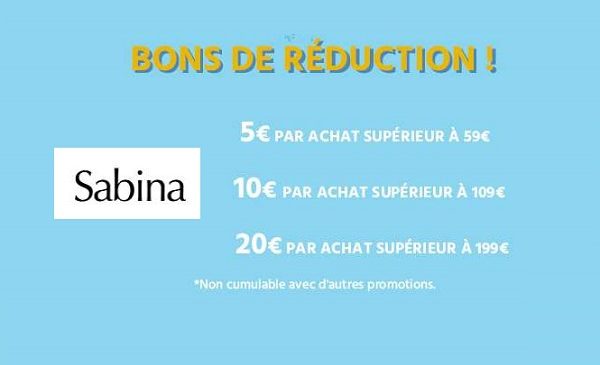 De 5€ à 20€ de remise sur vos achats sur la parfumerie en ligne Sabina