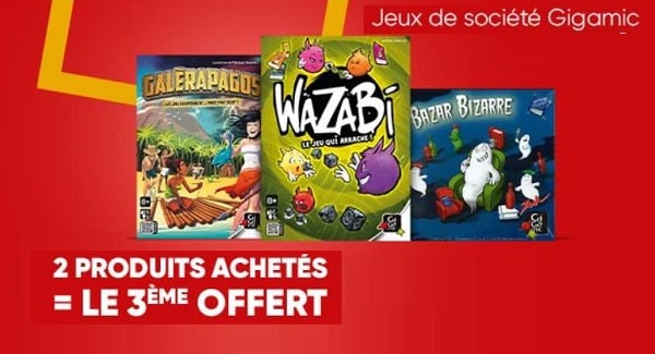 FNAC: 2 jeux de société Gigamic achetés = le 3ème offert