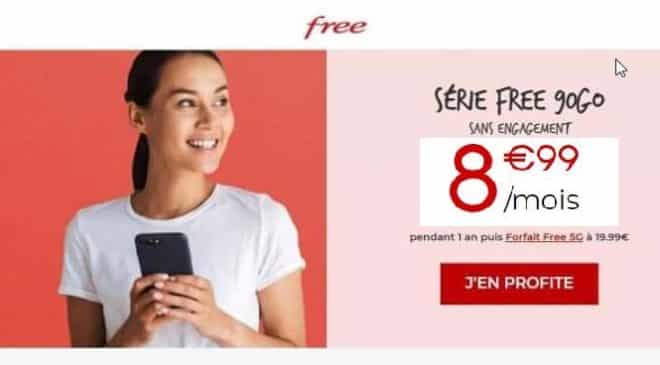 Forfait Free Mobile 90 Go à 8,99€ par mois (appels-SMS-MMS illimités & Free Ligue Premium) pendant un an sans engagement