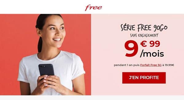 Forfait Free Mobile 90 Go à 9,99€ par mois