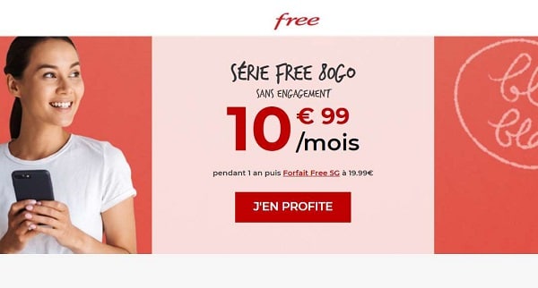 Forfait Série Free 80Go : 10,99€ 