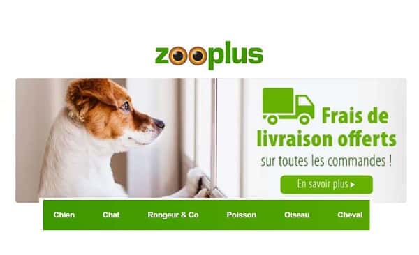 Livraison gratuite sur toutes les commandes sur Zooplus dés 9€ (animalerie en ligne)