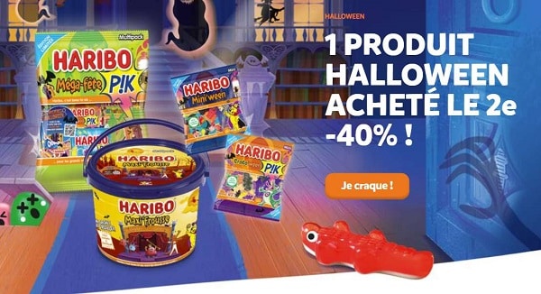 offre halloween haribo 1 produit acheté = le 2e à 40%