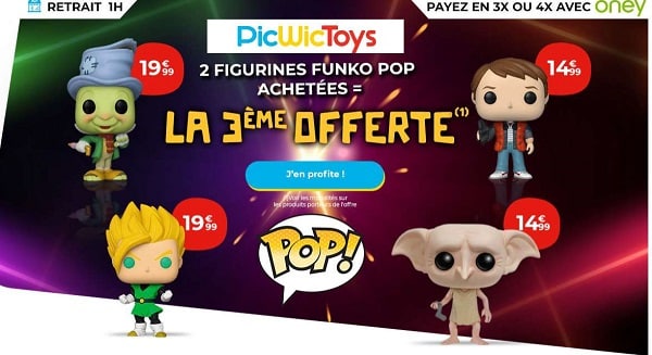 Pour l’achat de 2 Figurines POP! la 3 ème OFFERTE sur PicWicToys