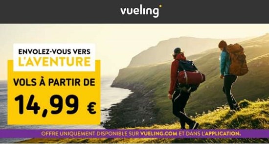 Vente de milliers de places sur la compagnie aérienne Vueling à partir de 14,99 € ✈️ (vol entre le 1er février et le 30 juin)