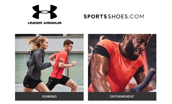 réduction sur tous les articles Under Armour sur SportsShoes 