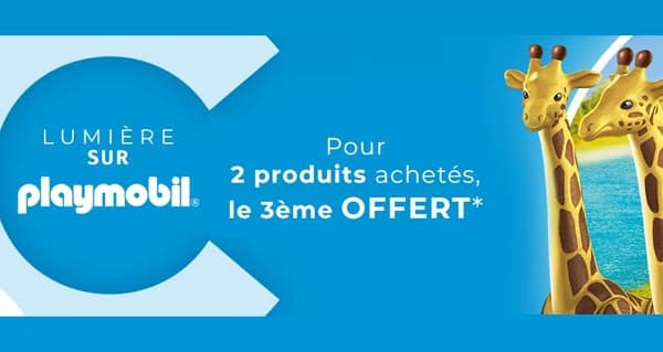 2 boites de Playmobil achetées = la troisième gratuite sur Cdiscount