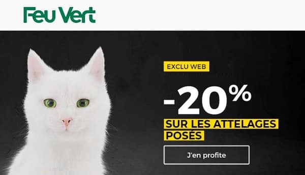 20% de remise sur les attelages posés chez Feu Vert