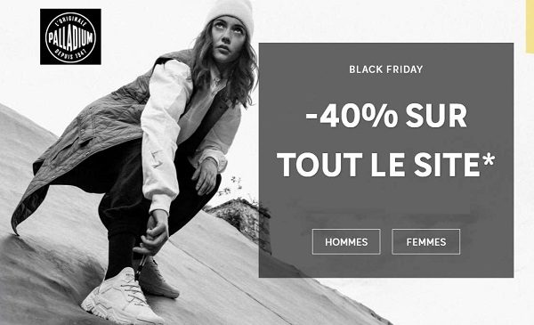 40% de remise sur tout le site pour le Black Friday PALLADIUM