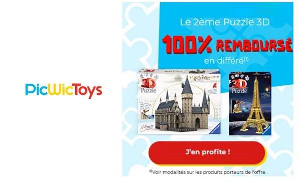 Offre Ravensburger : votre second Puzzle 3D 100% remboursé