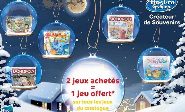 Offre de Noel Hasbro Gaming 2 jeux achetés = 1 jeu offert