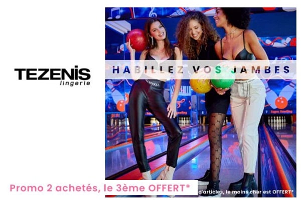 Offre leggings et collants Tezenis : 2 achetés = le 3ème offert