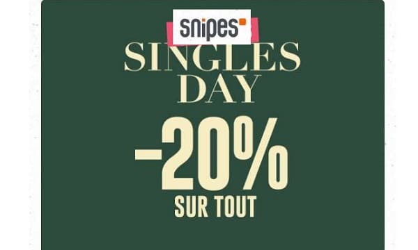 Snipes Single’s Day = 20% de remise sur TOUT (presque)