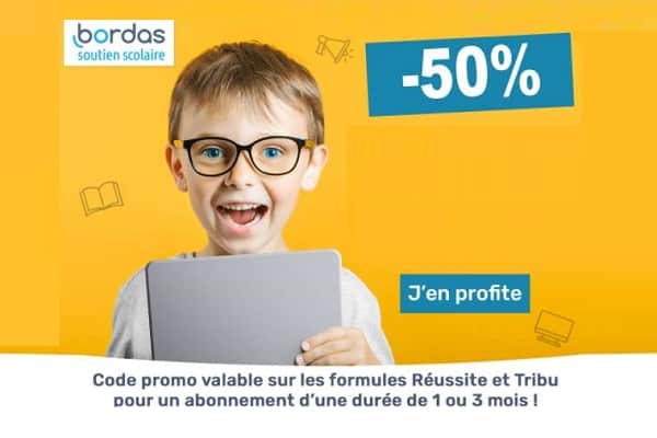 Soutien scolaire en ligne moitié prix avec une offre -50% sur les abonnements Bordas (du CP à la terminal)