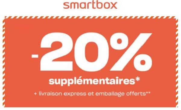 20% supplémentaire sur les coffrets Smartbox et livraison express offerte