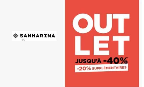 20% supplémentaire sur les offres outlet san marina